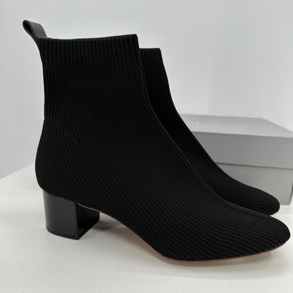 Everlane The Glove Boot in Black size 10 Women's Stretch Rib Knit Ankle Bootie - Picture 1 of 5